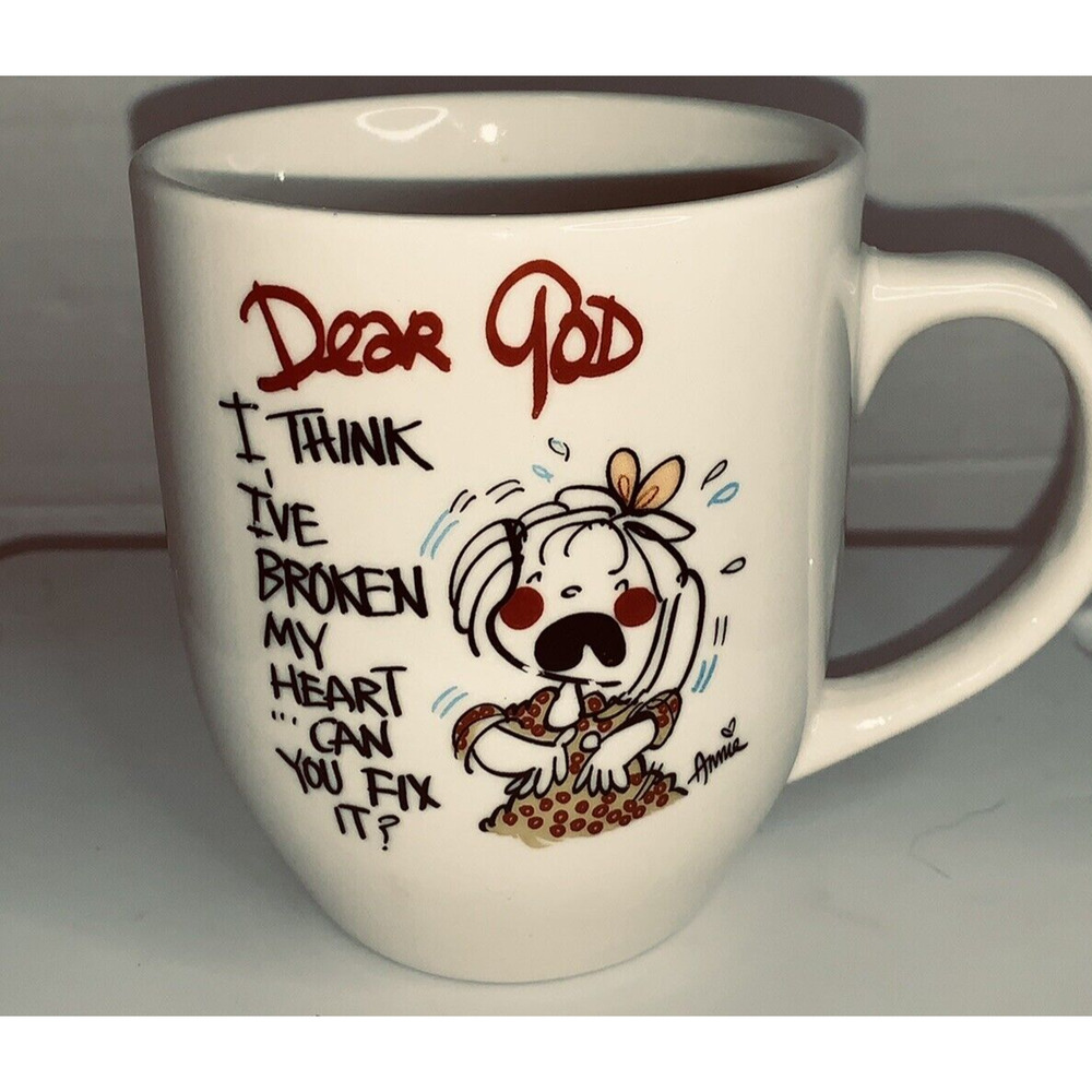 Dear God Mug I think I've Broken My Heart Can you fix it Coffee Annie 16oz EUC
